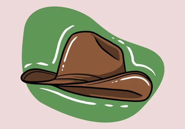 Cowboy Chapéu Abas Largas Elemento Texas Vetor Desenhado Mão Desenho —  Vetores de Stock