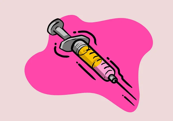 Iniezione Vettoriale Disegnata Mano Applicabile All Iniezione Vaccino Illustrazione Della — Vettoriale Stock