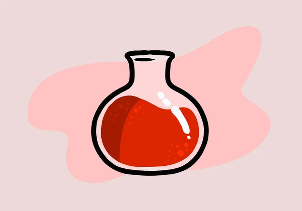 Icono Líquido Del Frasco Rojo Investigación Química Laboratorio Ilustración Vectorial — Archivo Imágenes Vectoriales