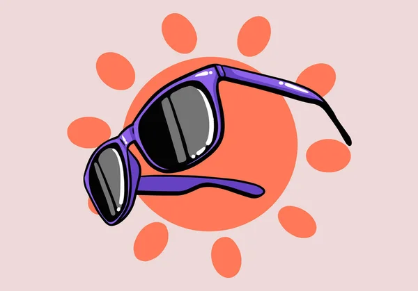 Ręcznie Rysowane Letnie Okulary Przeciwsłoneczne Letni Design Kolorowe Kreskówki Okulary — Wektor stockowy