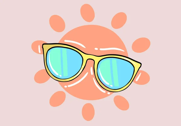 Mão Desenhado Óculos Sol Conceito Verão Verão Design Colorido Desenhos — Vetor de Stock