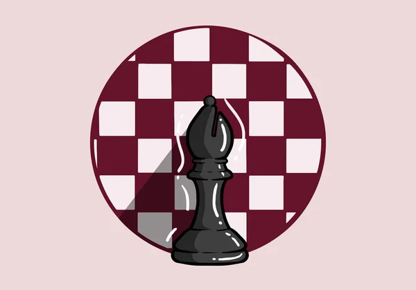 手绘黑主教棋子 背景孤立 用于网站 应用程序和打印演示的国际象棋标识 创意艺术概念 — 图库矢量图片