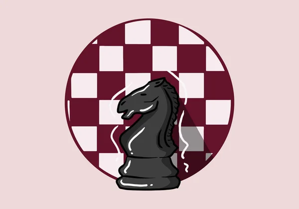 Шахматные Фигуры Черного Рыцаря Нарисованные Вручную Заднем Плане Шахматный Логотип — стоковый вектор