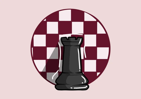 手绘黑色城堡棋子 背景孤立 用于网站 应用程序和打印演示的国际象棋标识 创意艺术概念 — 图库矢量图片