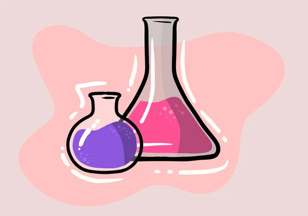Test Tubes Colorful Vector Icon Chemistry Lab Flask Science Symbol — Stock Vector
