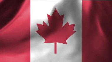 Kanada bayrağının rüzgarda dalgalanan yakın çekimi. Kanada bayrağı 4K dalgalanıyor. Yüksek kalite 4k görüntü.