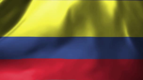 Close Van Colombiaanse Vlag Wapperend Wind Colombia Nationale Vlag Zwaaien — Stockvideo