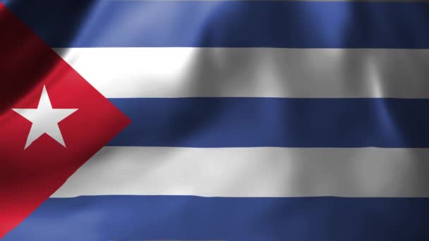 Close Cuba Flag Waving Wind Cuba National Flag Waving High — Stock Video