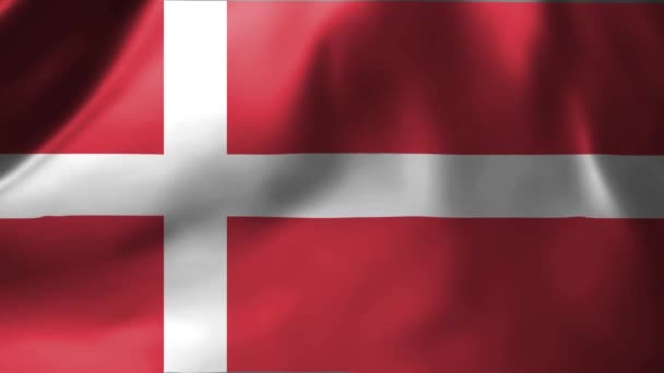 Primer Plano Bandera Danesa Ondeando Viento Bandera Nacional Dinamarca Ondeando — Vídeo de stock