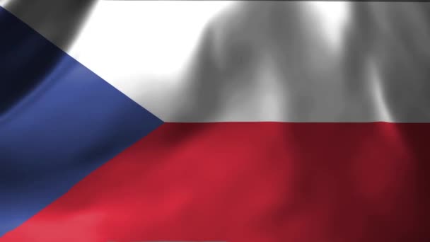 Close Bandeira Checa Acenando Vento Bandeira Nacional Checa Acenando Imagens — Vídeo de Stock