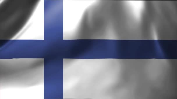 Close Bandeira Finlândia Acenando Vento Bandeira Nacional Finlândia Acenando Imagens — Vídeo de Stock