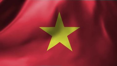Vietnam bayrağının rüzgarda dalgalanan yakın çekimi. Vietnam bayrağı sallanıyor. Yüksek kalite 4k görüntü.