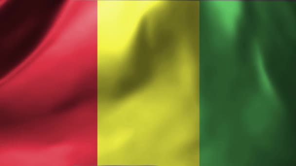 Close Guinea Flag Waving Wind Guinea National Flag Waving High — Stock Video