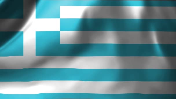Primer Plano Bandera Griega Ondeando Viento Grecia Bandera Nacional Ondeando — Vídeos de Stock