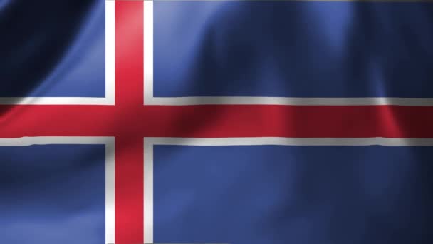 Zbliżenie Flagi Islandii Machającej Wietrze Islandia Flaga Narodowa Machająca Wysokiej — Wideo stockowe