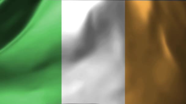 在风中飘扬的爱尔兰国旗的特写 爱尔兰国旗飘扬4K 高质量的4K镜头 — 图库视频影像