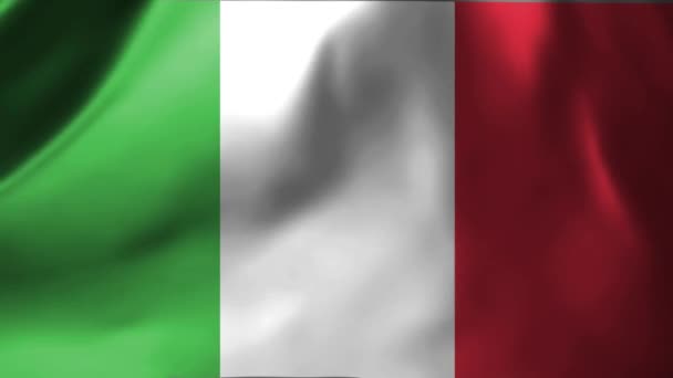 Zbliżenie Flagi Włoskiej Machającej Wietrze Włoska Flaga Narodowa Machająca Wysokiej — Wideo stockowe