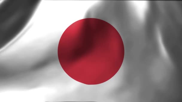Primer Plano Bandera Japón Ondeando Viento Bandera Nacional Japón Ondeando — Vídeo de stock