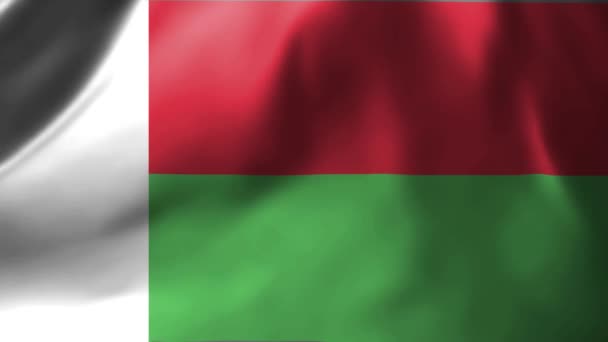 Close Van Vlag Van Madagaskar Wapperend Wind Madagaskar Nationale Vlag — Stockvideo