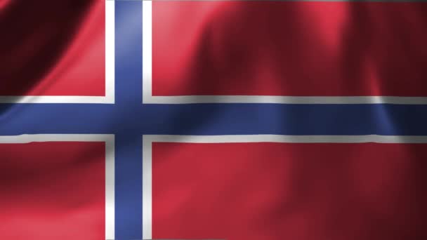 Primer Plano Bandera Noruega Ondeando Viento Bandera Nacional Noruega Ondeando — Vídeos de Stock