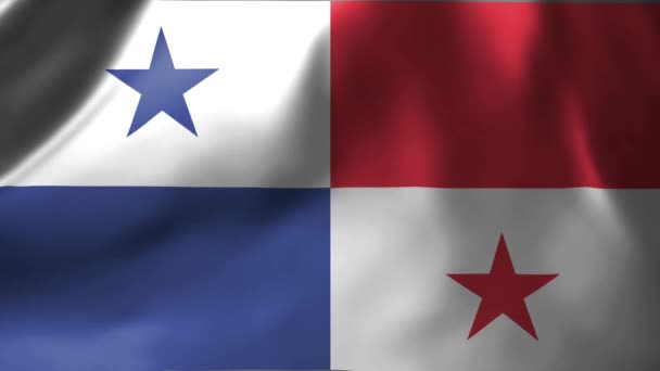 Primer Plano Bandera Panamá Ondeando Viento Bandera Nacional Panamá Ondeando — Vídeos de Stock