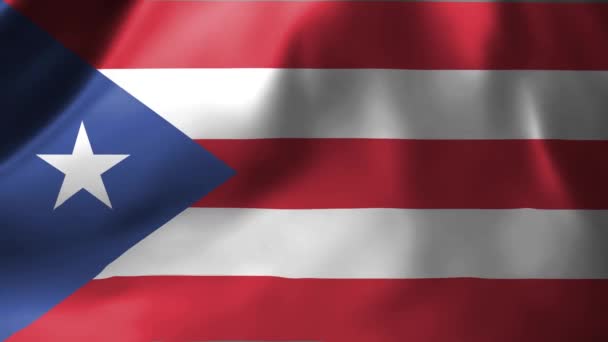 Primer Plano Bandera Puerto Rico Ondeando Viento Bandera Nacional Puerto — Vídeos de Stock