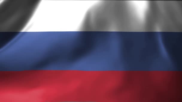 Zbliżenie Rosyjskiej Flagi Wietrze Rosyjska Flaga Narodowa Machająca Wysokiej Jakości — Wideo stockowe
