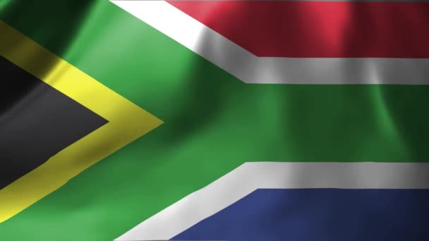 Крупним Планом Прапор Південної Африки Махав Вітром Державний Прапор Південної — стокове відео