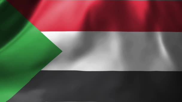 Detailní Záběr Súdánské Vlajky Vlnící Větru Súdánská Národní Vlajka Vlnící — Stock video