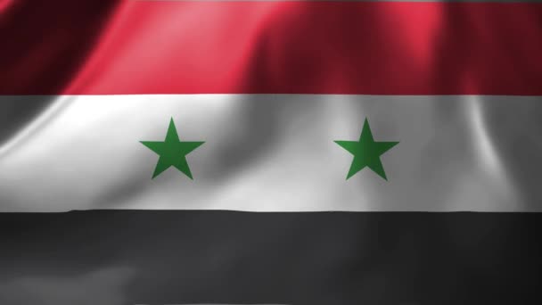 Nahaufnahme Der Syrischen Flagge Die Wind Weht Syriens Nationalflagge Weht — Stockvideo