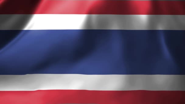 Zbliżenie Flagi Tajlandii Machającej Wietrze Tajlandzka Flaga Narodowa Machająca Wysokiej — Wideo stockowe