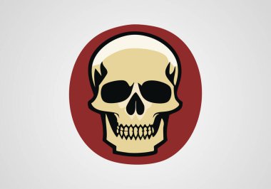 Kafatası ikonu. Bir insan kafatasının siyah silueti. Tasarım ve web için beyaz bir arkaplanda izole edilmiş vektör illüstrasyonu.