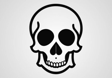 Kafatası ikonu. Bir insan kafatasının siyah silueti. Tasarım ve web için beyaz bir arkaplanda izole edilmiş vektör illüstrasyonu.