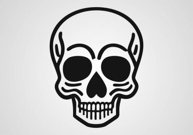 Kafatası ikonu. Bir insan kafatasının siyah silueti. Tasarım ve web için beyaz bir arkaplanda izole edilmiş vektör illüstrasyonu.