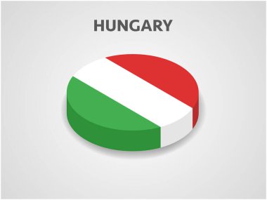 Macaristan 'ın 3D Isometric Bayrağı - Vektör İllüstrasyonu