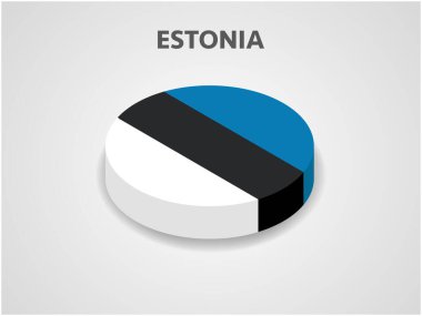 Estonya 'nın 3D Isometric Bayrağı - Vektör İllüstrasyonu