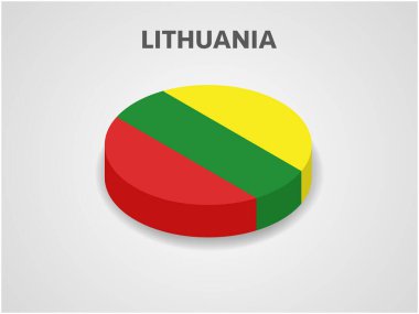 Litvanya 'nın 3 Boyutlu Isometric Bayrağı - Vektör İllüstrasyonu