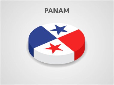 Panama 'nın 3D Isometric Bayrağı - Vektör İllüstrasyonu