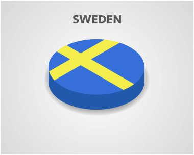 İsveç 'in 3D Isometric Bayrağı - Vektör İllüstrasyonu