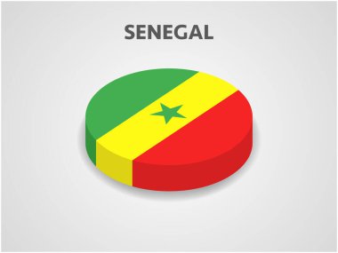 Senegal 'in 3B Isometric Bayrağı - Vektör İllüstrasyonu