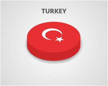 Türkiye 'nin 3D Isometric Bayrağı - Vektör İllüstrasyonu