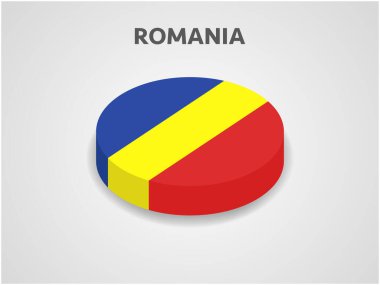 Romanya 'nın 3 Boyutlu Isometric Bayrağı - Vektör İllüstrasyonu
