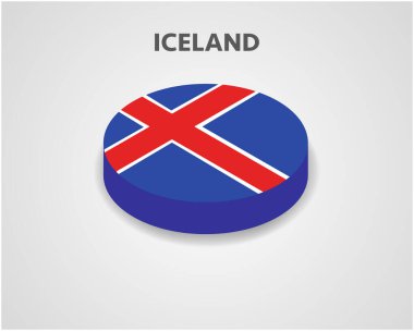 İzlanda 'nın 3 Boyutlu İzometrik Bayrağı - Vektör İllüstrasyonu