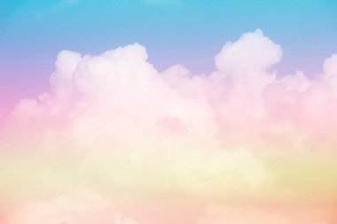 Beautiful sky and clouds in pastel tones. Fluffy soft background in vintage style for graphic design or wallpaper. Colorful natural in the romantic love concept. clipart