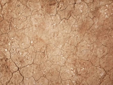 Zemin, kuraklık ve ölüm kavramına sahip arka plan veya grafik tasarımı için üst görünümde çatlaklar var..