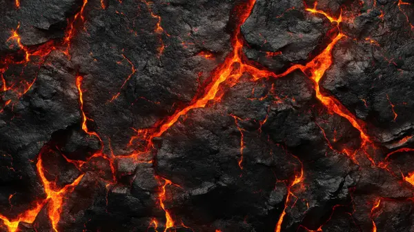 Grafik tasarımı için lav dokusu yangın arka planı. Kaya volkanı magma erimiş cehennem sıcak akış şablonu pürüzsüz, kırmızı-siyah erimiş kaya volkanik bir patlamanın yarattığı cehennem gibi..