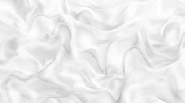 Grafik tasarımı ya da duvar kağıdı için yumuşak beyaz kırışık kumaş. Şatafatlı kumaş desenli bulanık kumaş. Klasik tarzda pürüzsüz dalgalarla güzel soyut arkaplan