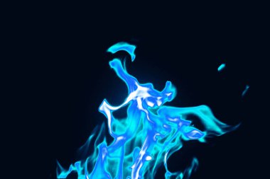 Grafik tasarımı ya da duvar kağıdı için siyah arka plandaki mavi alevleri kapat. Geceleri gaz yakıtından çıkan termal enerji. Yemek pişirmek için kullanılan soyut ateş..