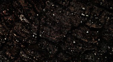 Grafik tasarımı ya da duvar kâğıdı için klasik tarzda koyu kaba taş duvar arkaplanı. Geçmişe dönük yumuşak doğa düzeni. İnşaat veya dış dekorasyonda siyah soyut doku detayı.