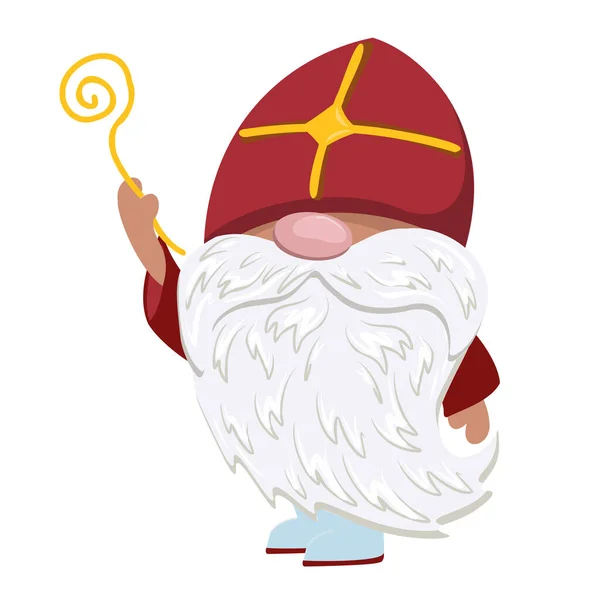 День Святого Миколая Гарним Гномом Червоному Капітані Sinterklaas Eve — стоковий вектор